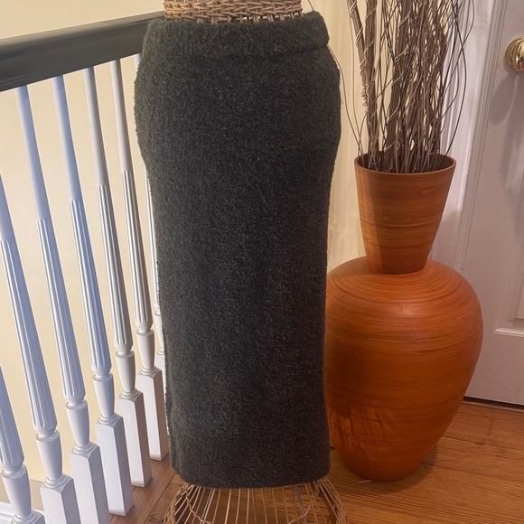 Mijeong Park boucle olive green brown midi skirt - Picture 2 of 11